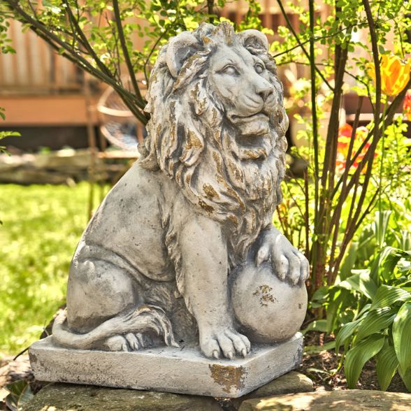 Set of 2 Lion Sentry Door Guard Statues