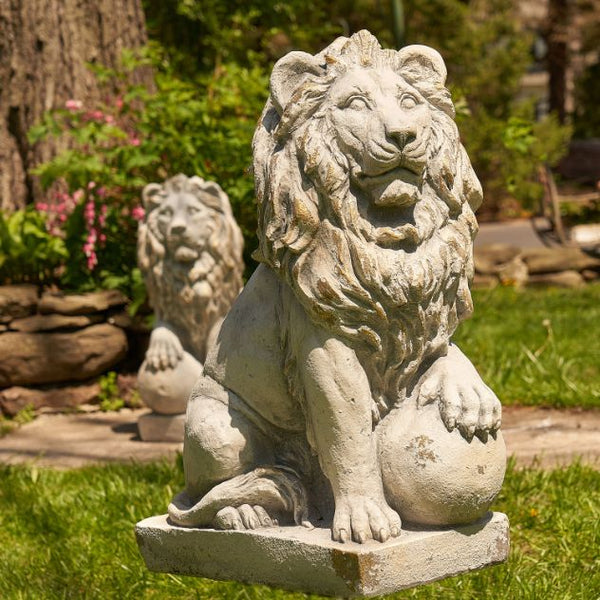 Set of 2 Lion Sentry Door Guard Statues