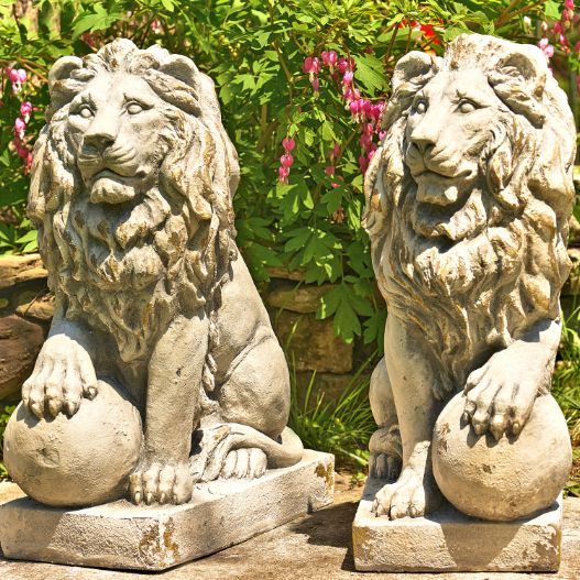 Set of 2 Lion Sentry Door Guard Statues