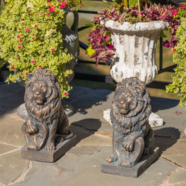 Set of 2 Lion Sentry Door Guard Statues