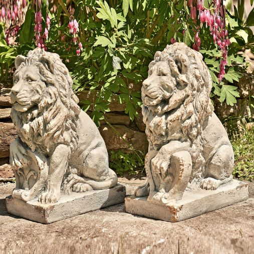 Set of 2 Lion Sentry Door Guard Statues