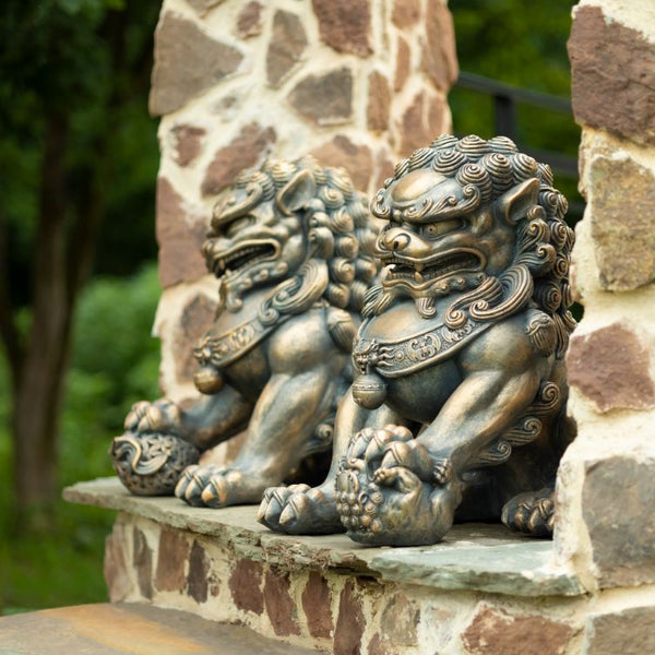 Set of 2 Lion Sentry Door Guard Statues