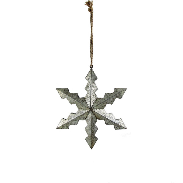 Set of 6 Hanging Galvanized Stars, Snowflakes, Christmas Bells