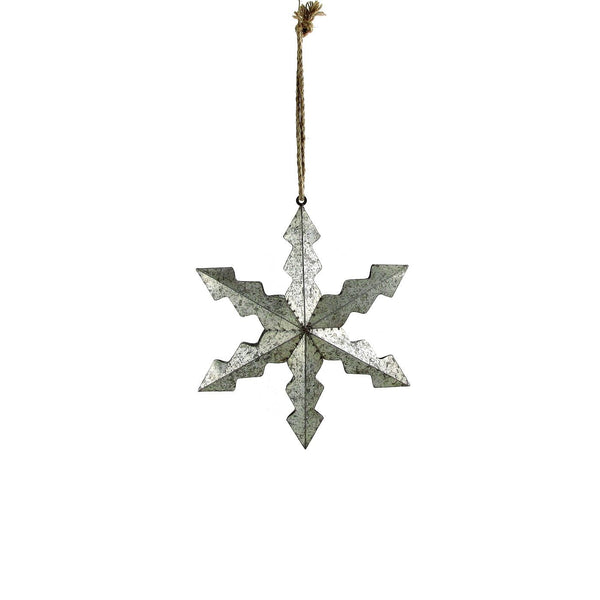 Set of 6 Hanging Galvanized Stars, Snowflakes, Christmas Bells