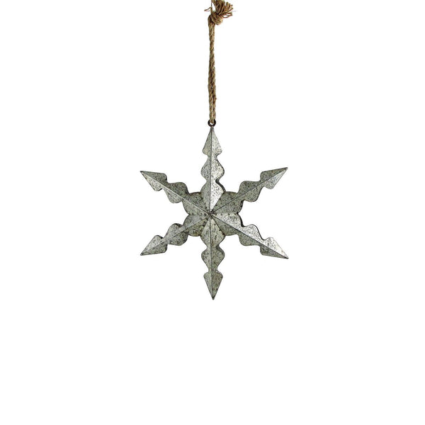 Set of 6 Hanging Galvanized Stars, Snowflakes, Christmas Bells