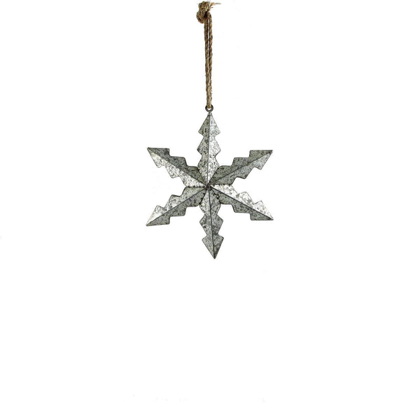 Set of 6 Hanging Galvanized Stars, Snowflakes, Christmas Bells