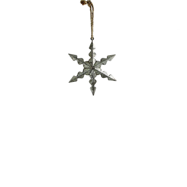 Set of 6 Hanging Galvanized Stars, Snowflakes, Christmas Bells
