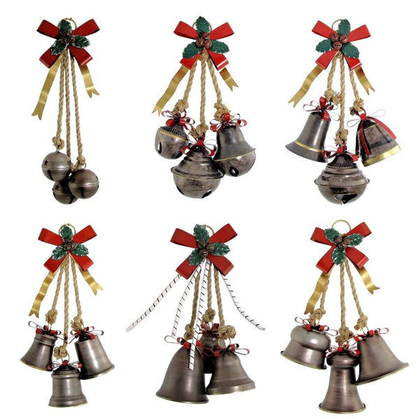 Set of 6 Hanging Galvanized Stars, Snowflakes, Christmas Bells