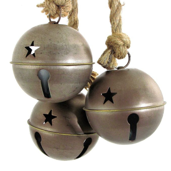 Set of 6 Hanging Galvanized Stars, Snowflakes, Christmas Bells