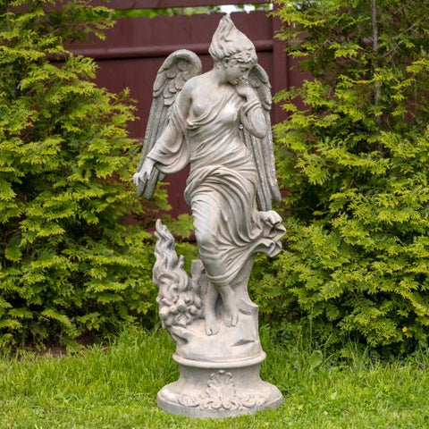 Large Angel Statues Evellyn and Leyla Stone Look Figurines | 6 Ft Tall