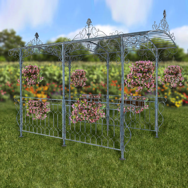 Long Metal Gazebo Arch Walkway with Planters