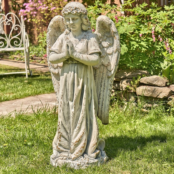 Tall Magnesium Angel Statues in Antique Bronze and Grey | 8 Designs!