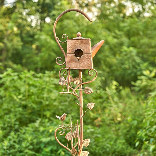 Antique Copper Teapot Kettle Watering Can Birdhouse Garden Stakes | 5 Designs!