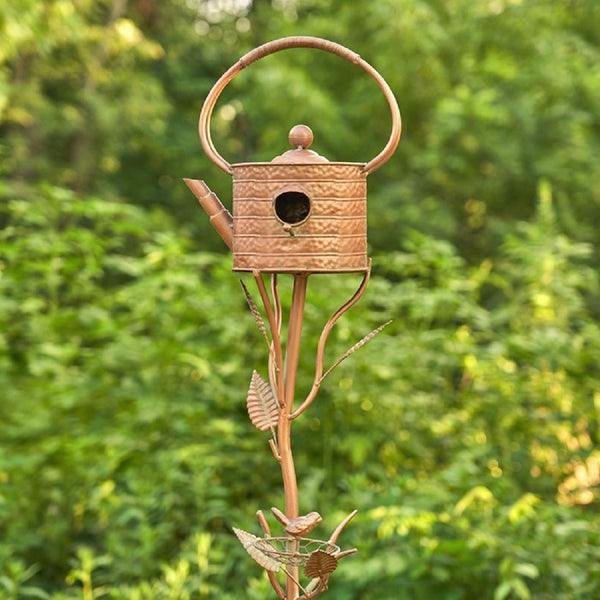 Antique Copper Teapot Kettle Watering Can Birdhouse Garden Stakes | 5 Designs!