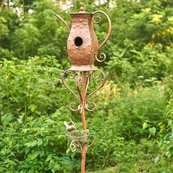 Antique Copper Teapot Kettle Watering Can Birdhouse Garden Stakes | 5 Designs!