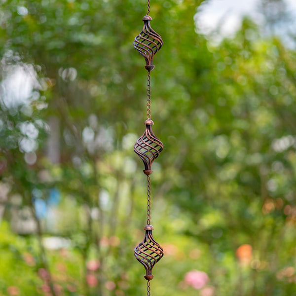 6 ft Long Bronze Iron Hanging Rain Chains | Choose from 12 Designs!