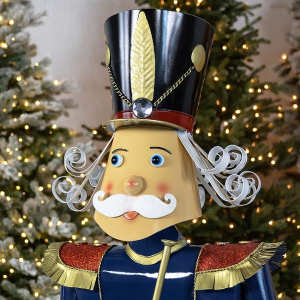 Christmas Nutcracker Holding Drum Trumpet Metal Porch Patio Xmas Decor