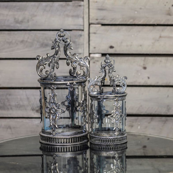 Candle Holder Lanterns Detailed Ornate Iron | Gold Silver White