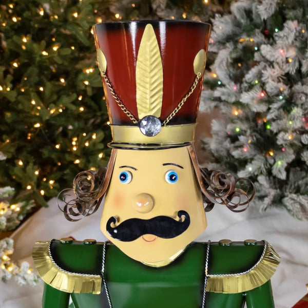 Christmas Nutcracker Holding Drum Trumpet Metal Porch Patio Xmas Decor