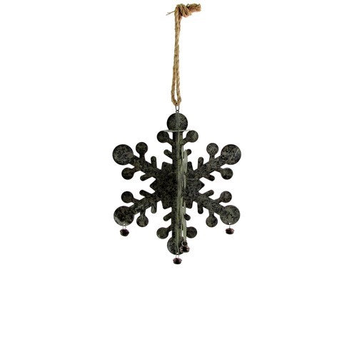 Set of 6 Hanging Galvanized Stars, Snowflakes, Christmas Bells