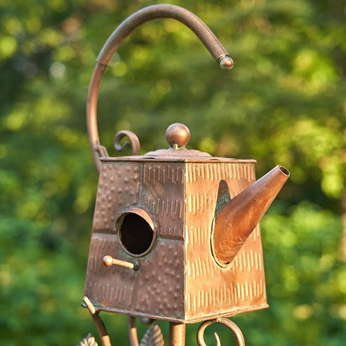 Antique Copper Teapot Kettle Watering Can Birdhouse Garden Stakes | 5 Designs!