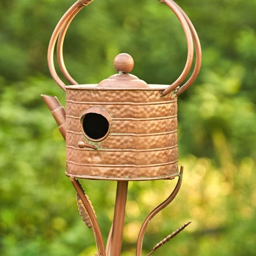Antique Copper Teapot Kettle Watering Can Birdhouse Garden Stakes | 5 Designs!