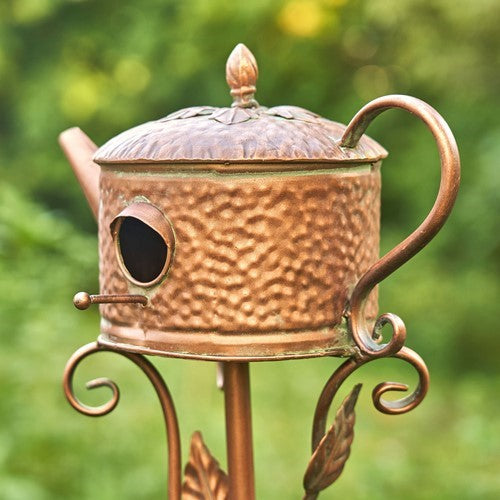 Antique Copper Teapot Kettle Watering Can Birdhouse Garden Stakes | 5 Designs!