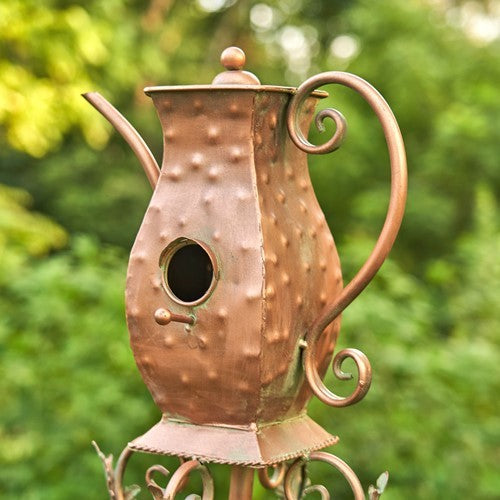 Antique Copper Teapot Kettle Watering Can Birdhouse Garden Stakes | 5 Designs!