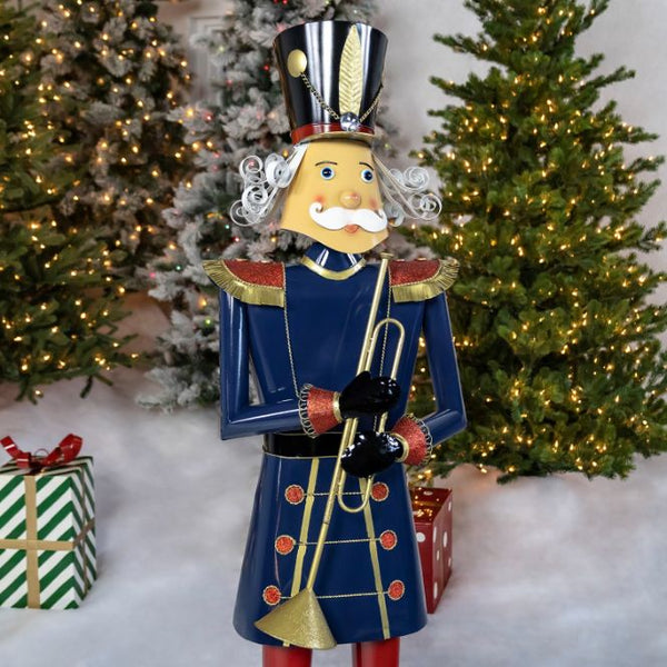 Christmas Nutcracker Holding Drum Trumpet Metal Porch Patio Xmas Decor