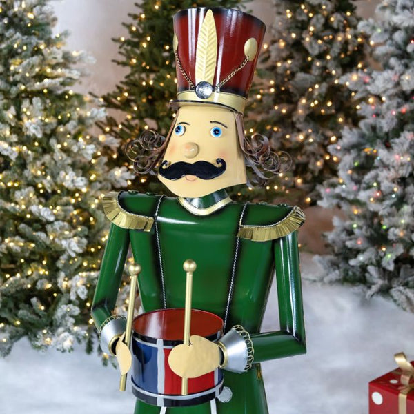 Christmas Nutcracker Holding Drum Trumpet Metal Porch Patio Xmas Decor
