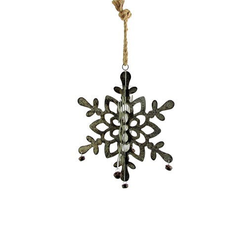 Set of 6 Hanging Galvanized Stars, Snowflakes, Christmas Bells