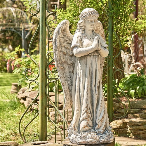 Tall Magnesium Angel Statues in Antique Bronze and Grey | 8 Designs!