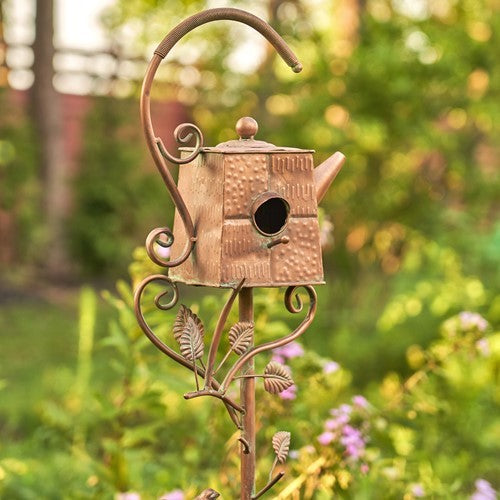 Antique Copper Teapot Kettle Watering Can Birdhouse Garden Stakes | 5 Designs!