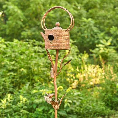 Antique Copper Teapot Kettle Watering Can Birdhouse Garden Stakes | 5 Designs!