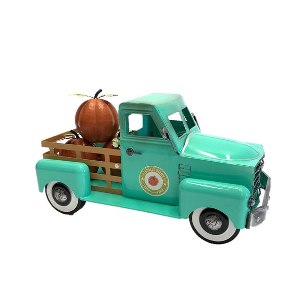 Country Style Metal Truck with Pumpkins Fall Autumn Halloween Decor