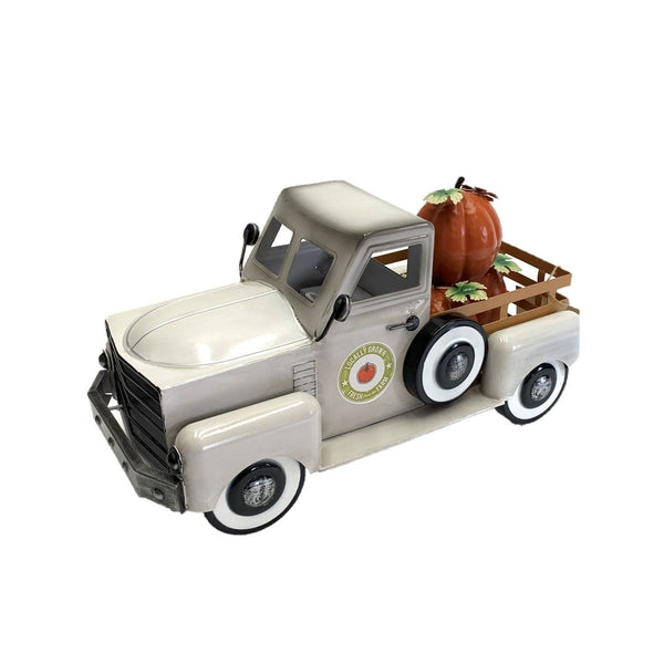 Country Style Metal Truck with Pumpkins Fall Autumn Halloween Decor