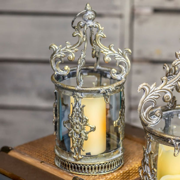 Candle Holder Lanterns Detailed Ornate Iron | Gold Silver White