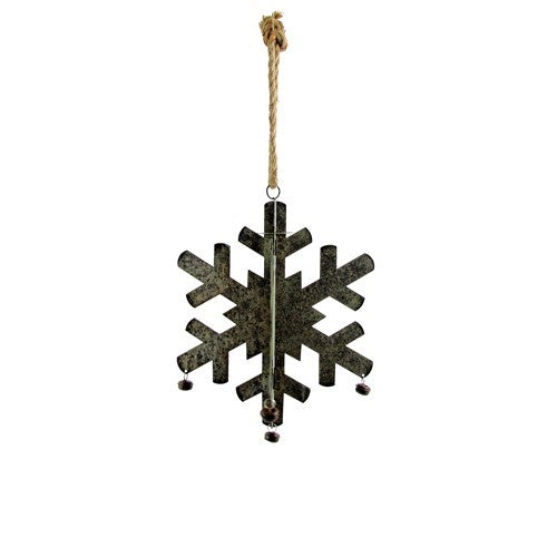 Set of 6 Hanging Galvanized Stars, Snowflakes, Christmas Bells