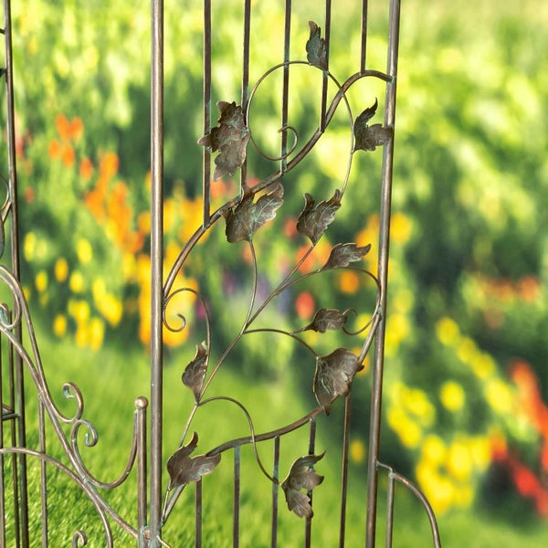 Garden Gate Arch with Side Plant Stands Iron Metal | Vineyard Yard Entrance
