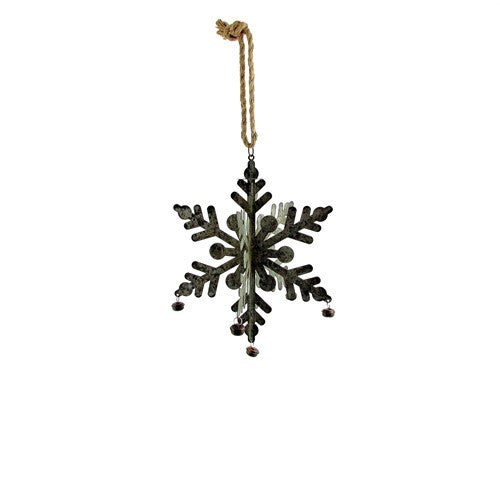 Set of 6 Hanging Galvanized Stars, Snowflakes, Christmas Bells