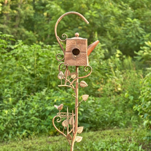 Antique Copper Teapot Kettle Watering Can Birdhouse Garden Stakes | 5 Designs!