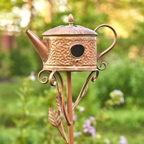 Antique Copper Teapot Kettle Watering Can Birdhouse Garden Stakes | 5 Designs!