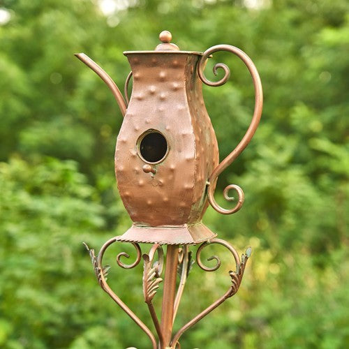 Antique Copper Teapot Kettle Watering Can Birdhouse Garden Stakes | 5 Designs!