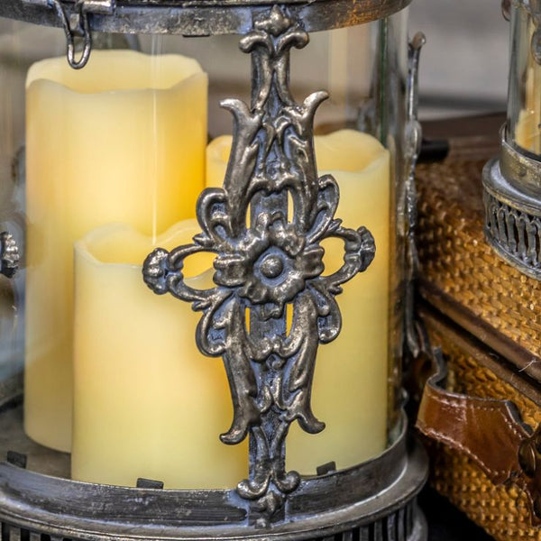 Candle Holder Lanterns Detailed Ornate Iron | Gold Silver White