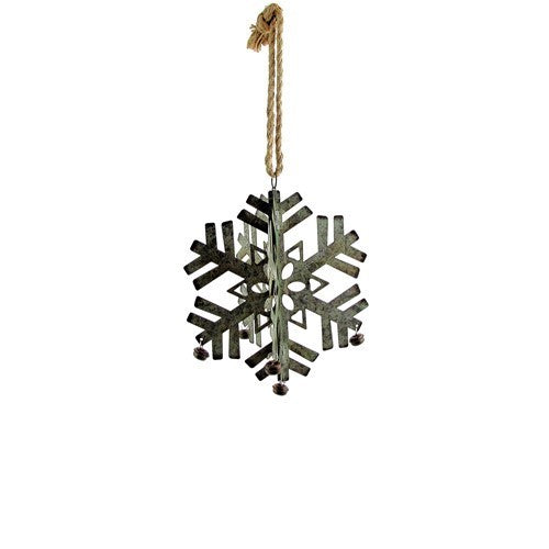 Set of 6 Hanging Galvanized Stars, Snowflakes, Christmas Bells