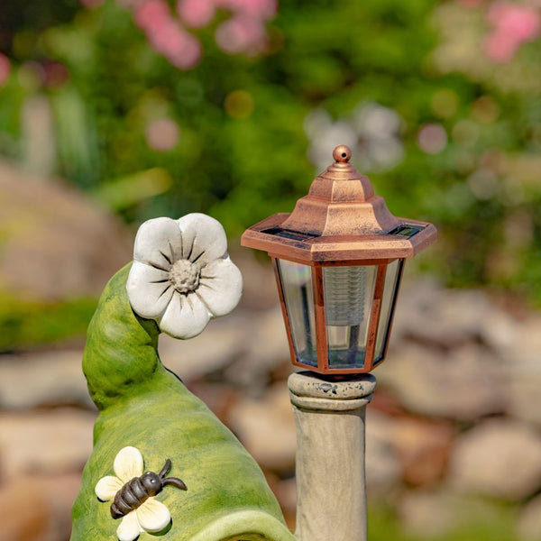 Welcome Garden Gnomes with Solar Lantern Light Posts | Set of 2