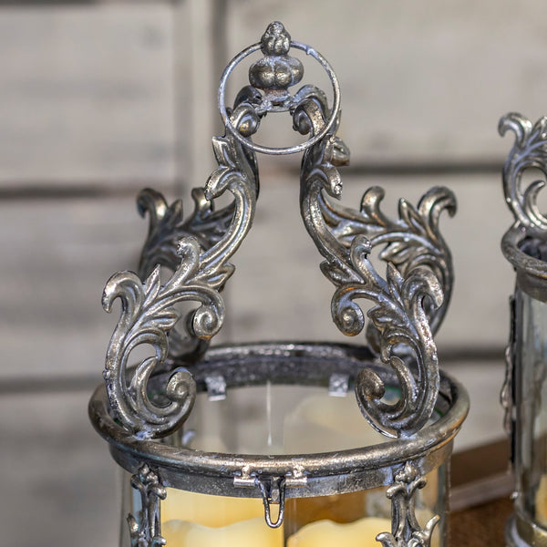 Candle Holder Lanterns Detailed Ornate Iron | Gold Silver White