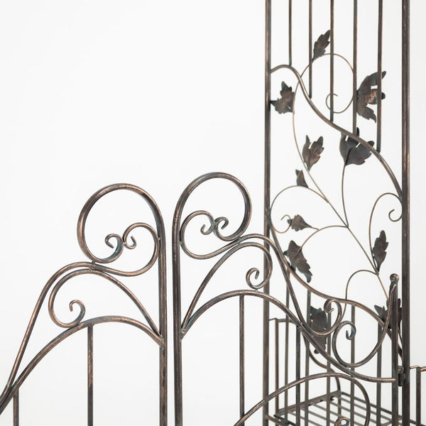 Garden Gate Arch with Side Plant Stands Iron Metal | Vineyard Yard Entrance
